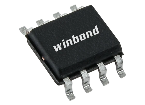 A small electronic device, the Winbond IC, displayed on a neutral background, showcasing its compact design and features.