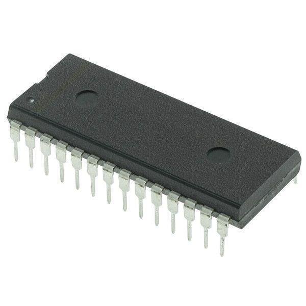 An integrated circuit chip placed on a clean white background, showcasing its intricate design and structure.