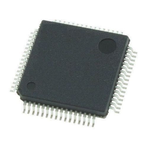 A small electronic chip placed on a clean white background, showcasing its intricate design and compact size.