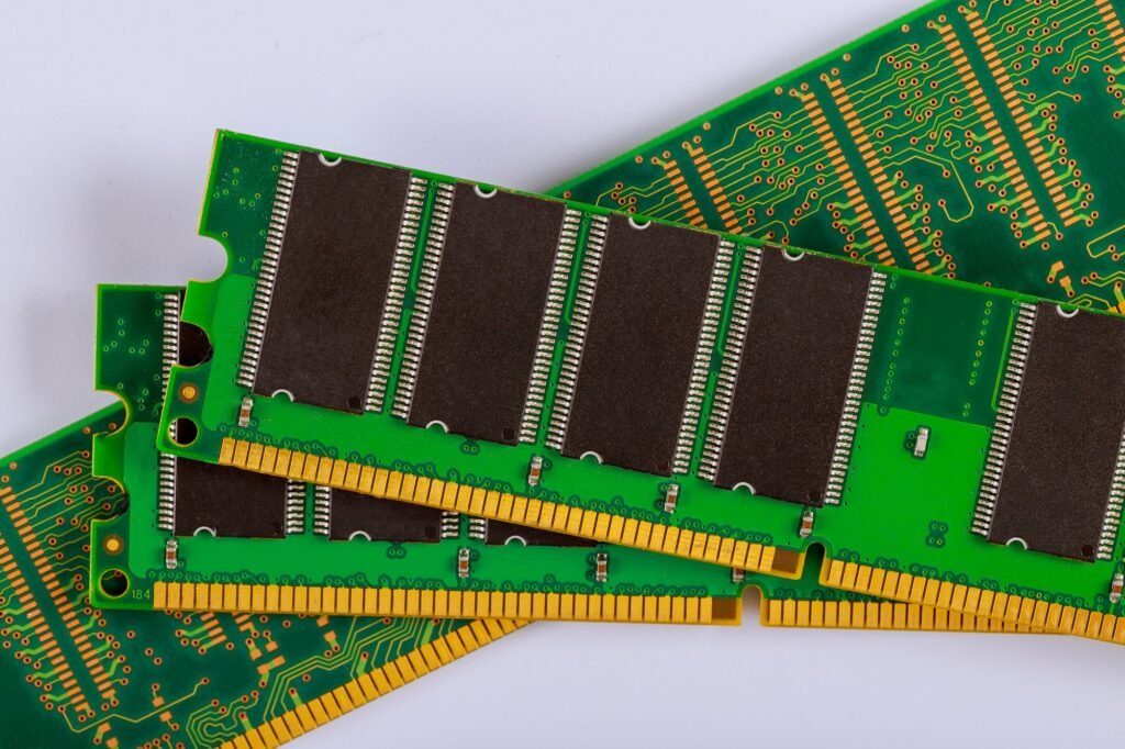 Memory RAM modules chips for computer over white background
