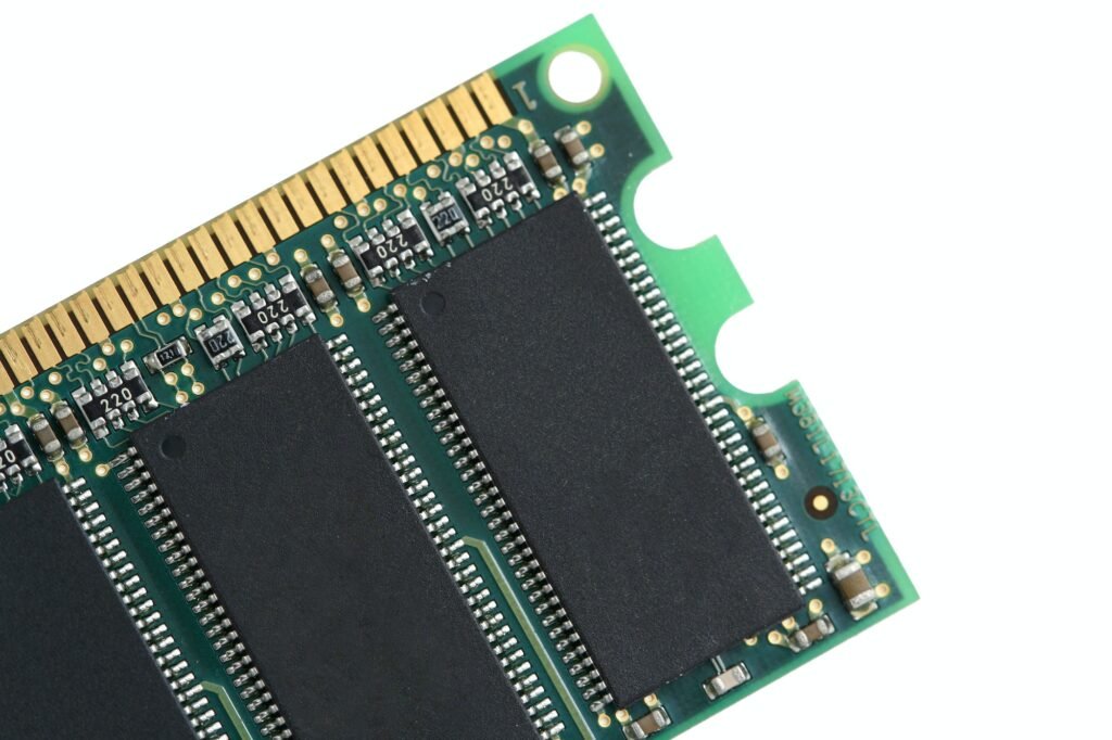 Random access memory chip close up