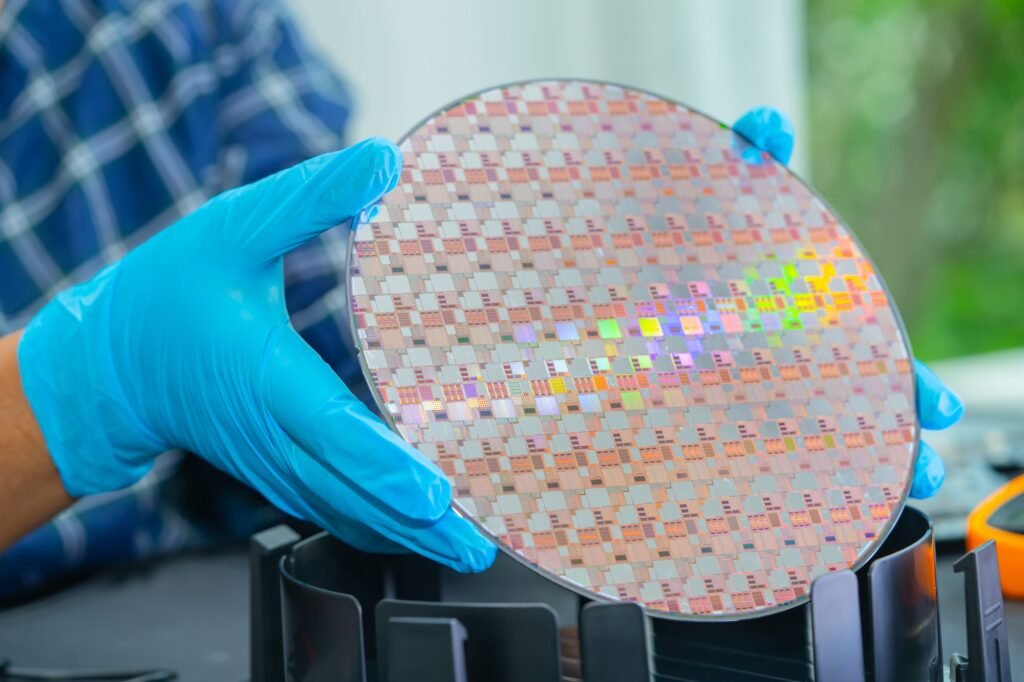 Silicon wafer for manufacturing semiconductor of integrated circuit.