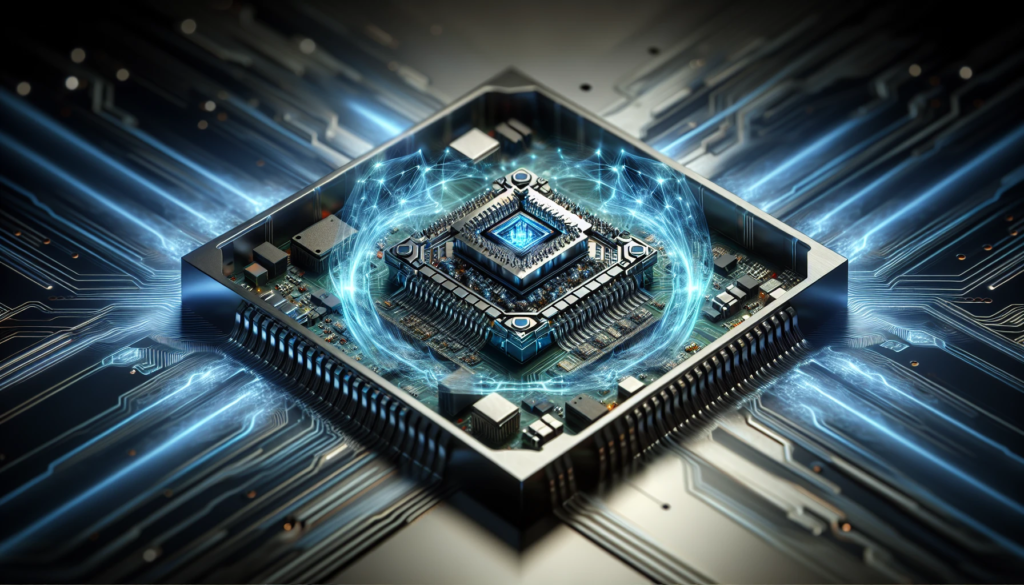 Intel's new CPU architecture represents a compact quantum computer, showcasing advanced technology in a portable format.