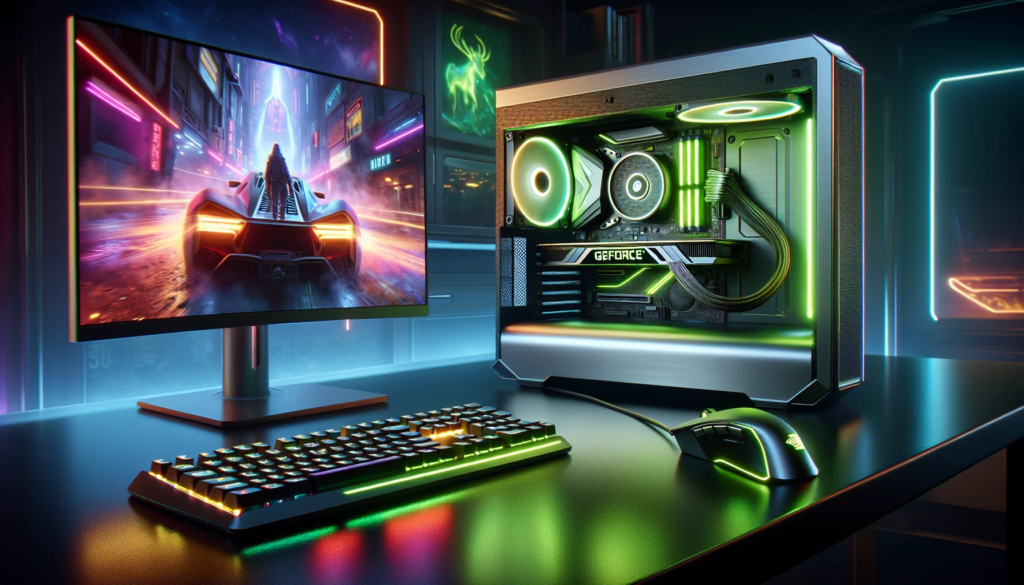 A desktop computer accompanied by a keyboard and mouse, positioned on a clean, organized desk.