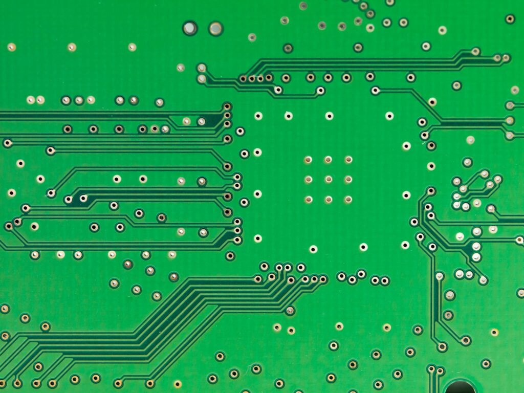 A close-up of a green microprocessor