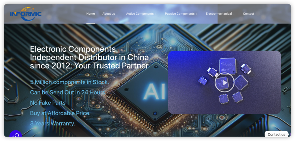 Electronic components displayed at independent distributors in China, showcasing a variety of products and technologies.