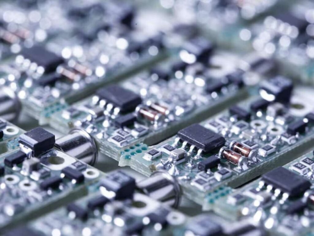 Close up of PCB Board in a Chinese factory