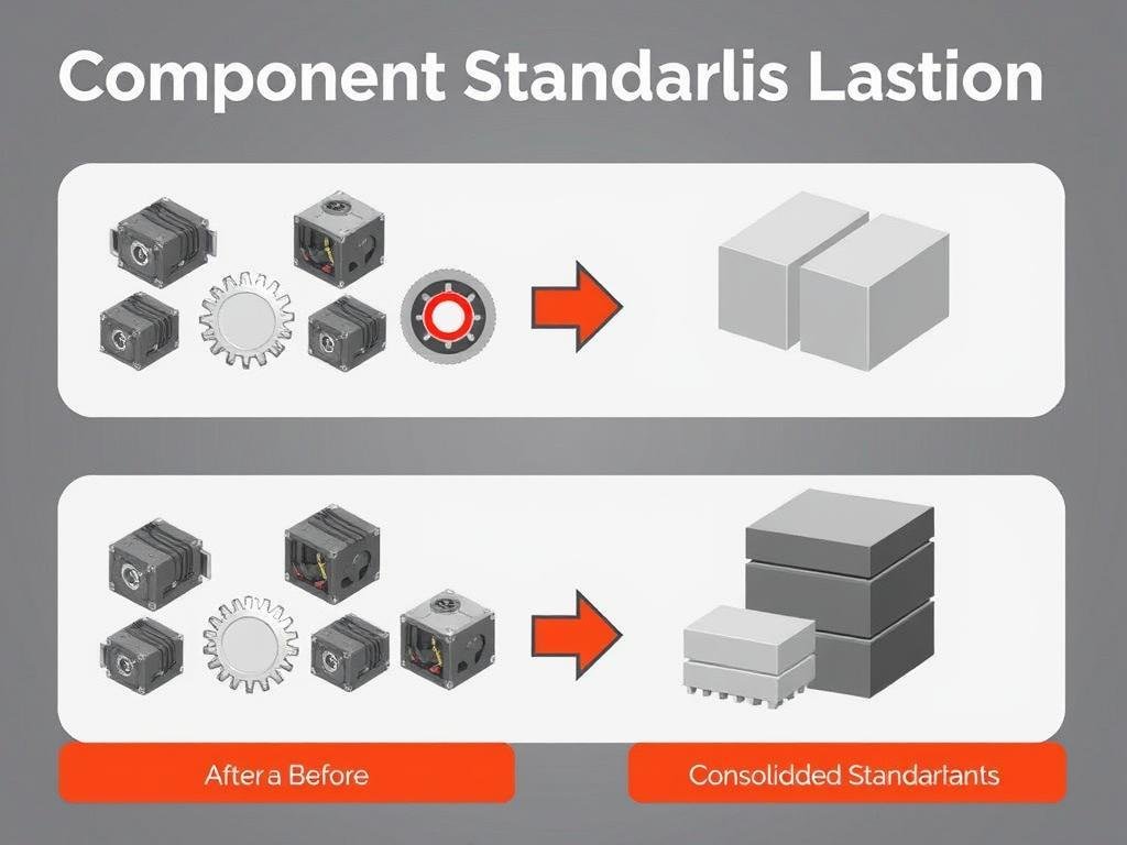 Component standardization process showing before and after standardization Component standardization process showing before and after standardization