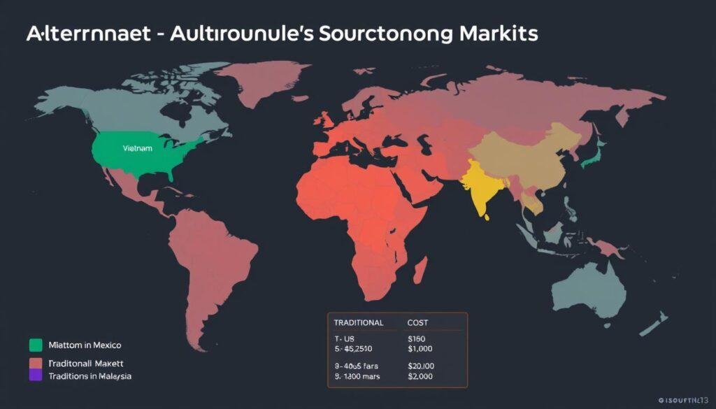 Map comparing alternative sourcing markets for electronic components Map comparing alternative sourcing markets for electronic components