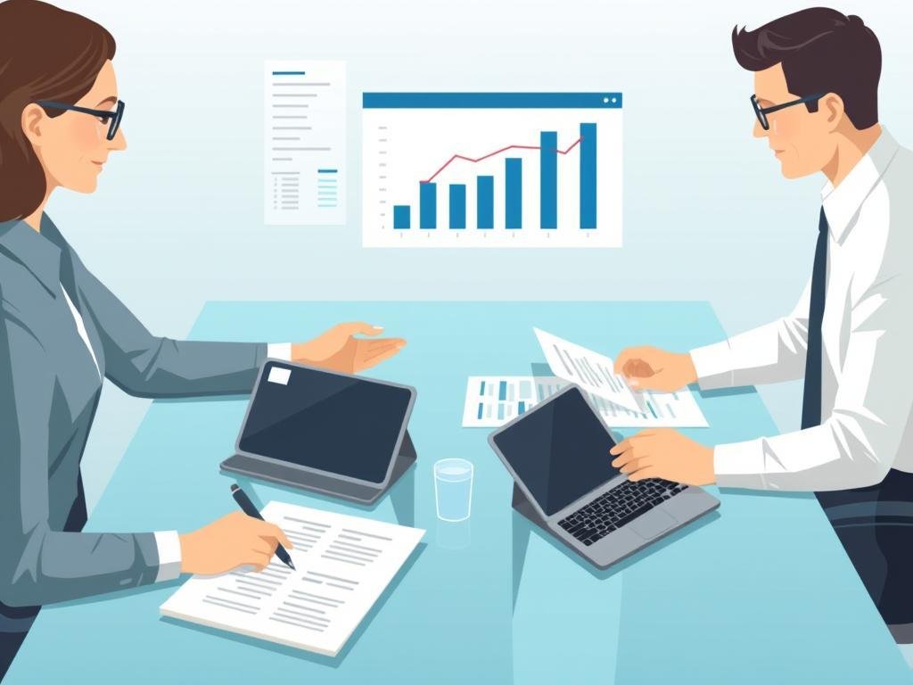Supplier negotiation tactics illustration showing procurement professionals at negotiation table Supplier negotiation tactics illustration showing procurement professionals at negotiation table