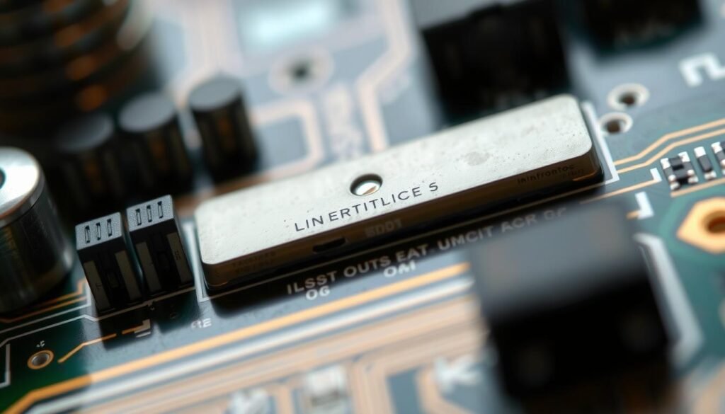 A close-up view of a printed circuit board, showcasing a Informic Electronics solder joint under high magnification. The joint exhibits a smooth, uniform surface with minimal voids or defects, indicating a high-quality soldering process. The image is captured with a sharp, macro lens, emphasizing the intricate details of the solder. Soft, diffused lighting from above casts gentle shadows, accentuating the textures and contours of the joint. The background is slightly blurred, keeping the focus on the precise, technical nature of the solder joint quality analysis.