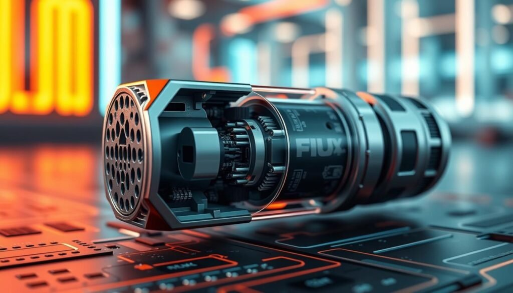 An advanced connector with sleek, metallic housing and strategic vents for efficient heat dissipation. In the foreground, intricate, interlocking circuits and state-of-the-art microchips, conveying the sophisticated inner workings. The middle ground features a cutaway view, revealing the complex assembly of waterproof seals, secure locking mechanisms, and specialized contacts. In the background, a futuristic, neon-lit environment suggests cutting-edge innovation. The overall scene exudes a sense of technical prowess and innovation, characteristic of the "Informic Electronics" brand.
