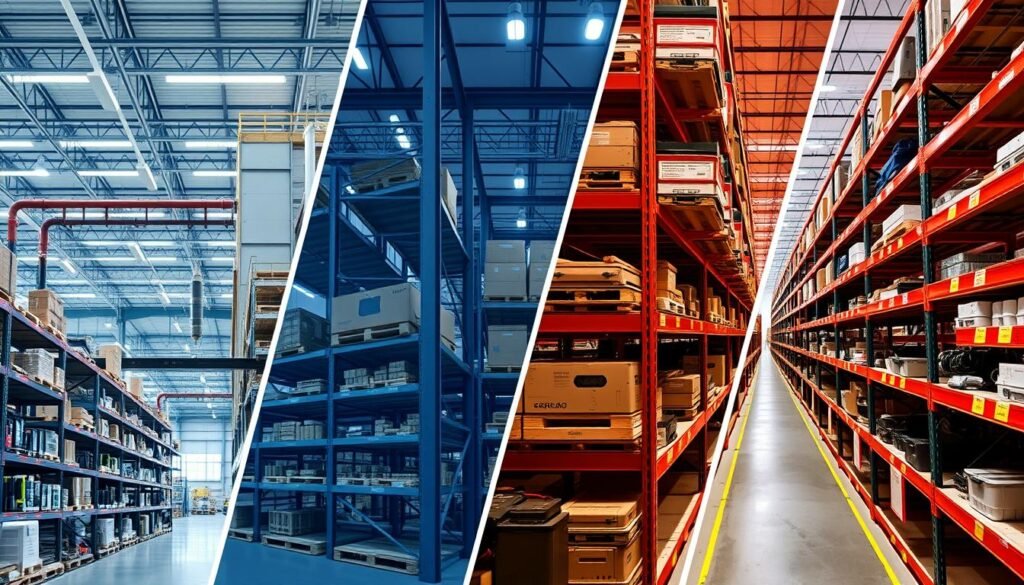 Comparison of electronic component distributor warehouses showing inventory systems