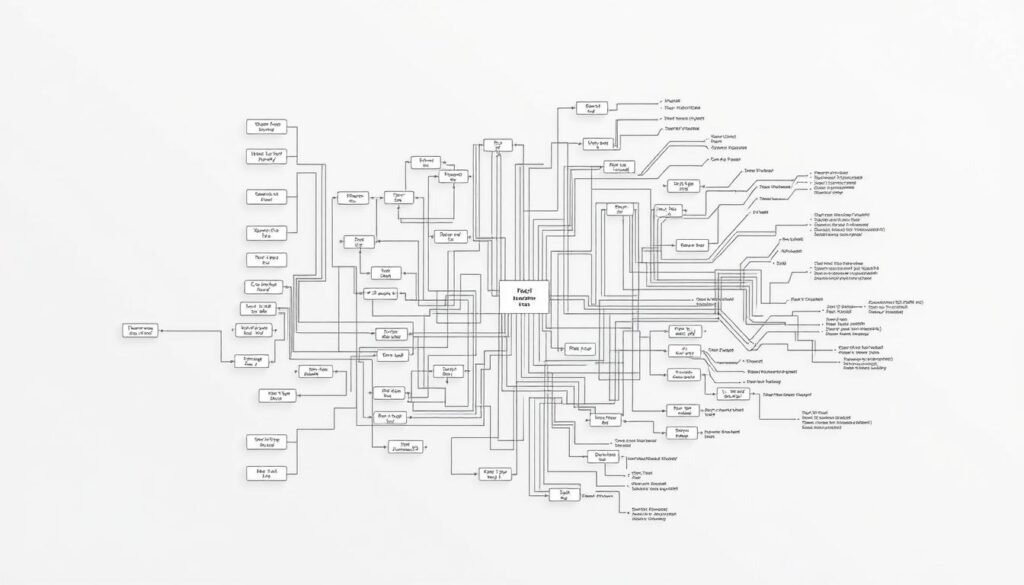Detailed technical diagram of a fault tree analysis, created by Informic Electronics. A complex web of interconnected nodes and branches, highlighting the intricate relationships between various system components and potential failure modes. Rendered in a muted color palette with subtle shading, emphasizing the analytical nature of the subject matter. The diagram is presented against a clean, minimalist background, allowing the technical details to take center stage. Precise and meticulously crafted, reflecting the rigor and precision required for effective component failure investigation.