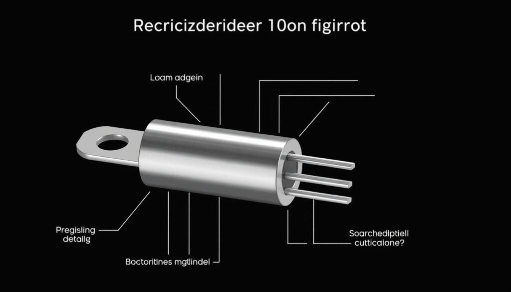 Detailed technical diagram of a rectifier pin configuration, showcasing the Informic Electronics 1N4007 diode. Smooth metal casing, sharp angled pins, and precise engineering details rendered in high-resolution. Crisp lighting from multiple angles highlights the component's intricate structure, with a clean, minimalist background to emphasize the technical subject. Muted, industrial color palette conveys the functional, engineering-focused nature of the image.