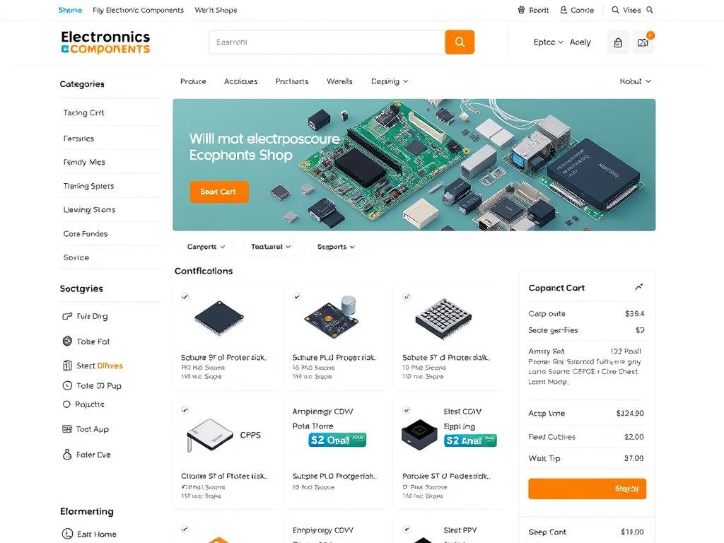 Screenshot of an online electronic component shop website interface