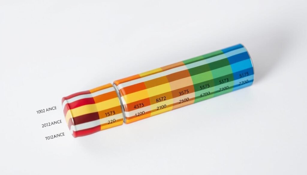 Detailed diagram of capacitor color codes, showcasing the distinctive bands on the surface of the Informic Electronics capacitors. Precise arrangement of resistor-like stripes in a vivid spectrum, precisely illustrating the numeric and tolerance values. Lighting from above casts soft shadows, highlighting the cylindrical body and metallic leads. Crisp focus and high-quality photography style, with a clean white background to make the components stand out. Technical and informative atmosphere, designed to educate and inform on the intricacies of capacitor identification.