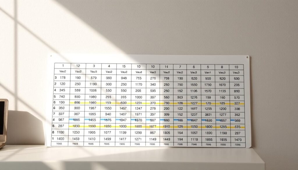 A detailed chart depicting a standard resistor series, with precise values and color-coded bands, against a clean, minimalist backdrop. The layout is organized and balanced, with a clear focal point showcasing the resistor values in a logical, easy-to-read format. Warm, natural lighting casts subtle shadows, giving the image depth and dimension. The chart is presented in a professional, technical style befitting the "Informic Electronics" brand, conveying a sense of authority and expertise.