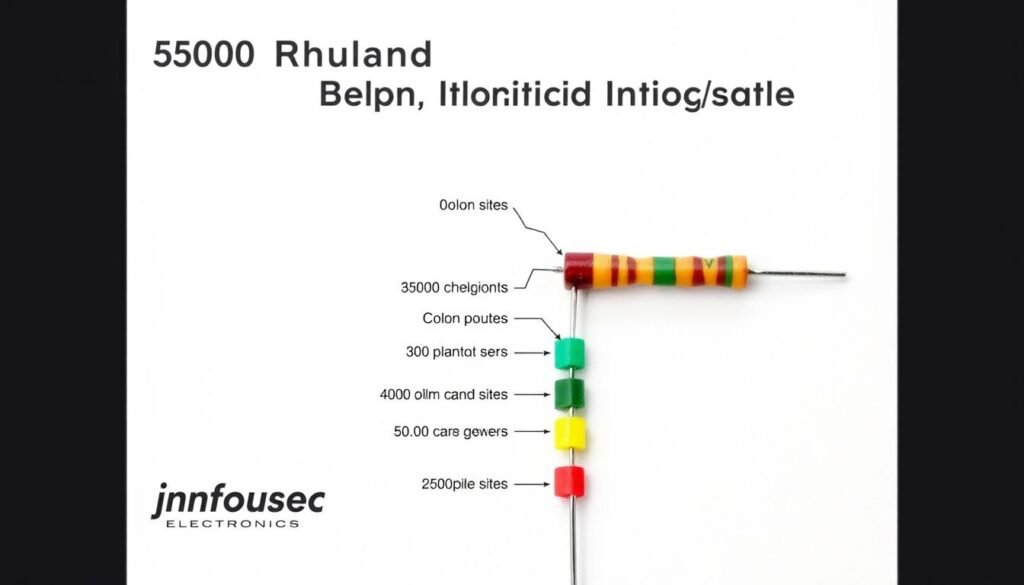 A high-quality, detailed chart showing the color band identification system for a 500 ohm resistor, displayed against a clean white background. The chart is rendered in a technical, scientific style with precise, accurate details. The resistor bands are prominently featured, with each color clearly labeled and explained. The chart is accompanied by the Informic Electronics brand name, indicating the source of this technical information. The overall layout and presentation convey a sense of authority and professionalism, suitable for inclusion in an educational article on resistor color codes.
