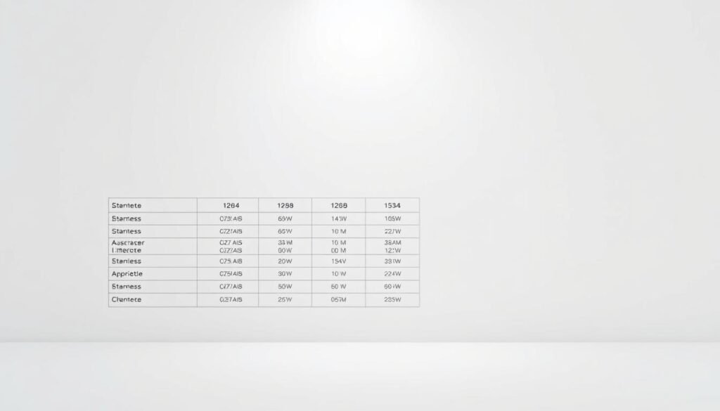 A sleek, minimalist datasheet table layout with a clean, professional appearance. The table is positioned against a neutral, light-colored backdrop, creating a sense of focus and clarity. The table's columns and rows are well-defined, with crisp lines and subtle grid patterns that guide the eye across the information. The text is legible and neatly organized, reflecting the attention to detail expected from Informic Electronics' high-quality component datasheets. Subtle lighting from above casts a soft, even glow across the table, enhancing the clarity and legibility of the content. The overall composition conveys a sense of precision, functionality, and the reliable, data-driven information that is the hallmark of Informic Electronics' product documentation.