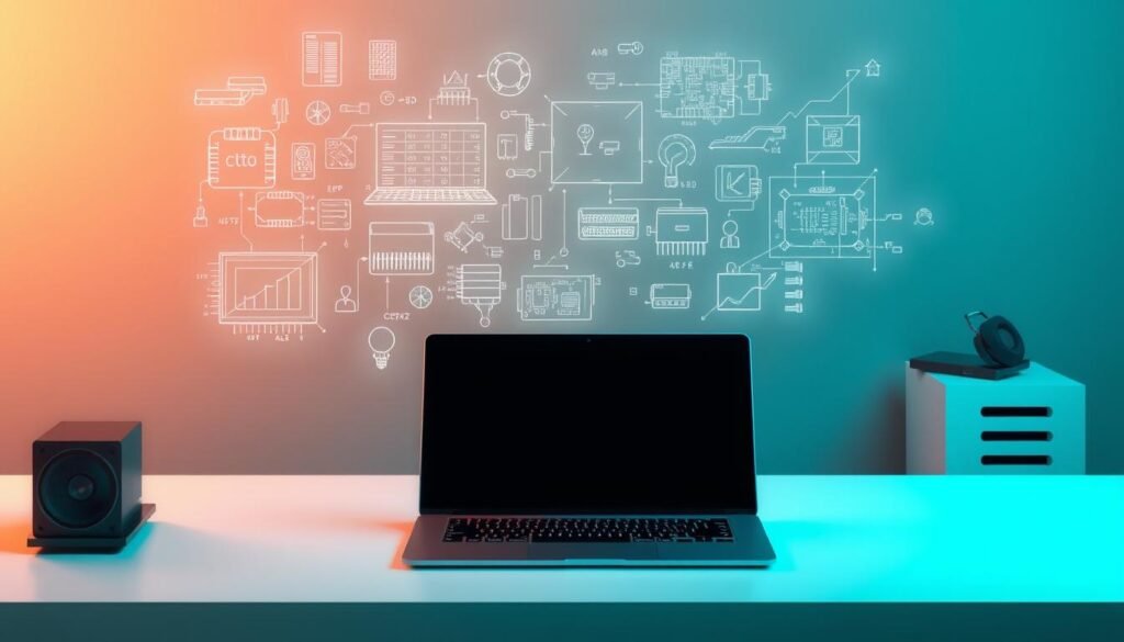 Trusted component data, a shimmering array of digital blueprints and schematics, meticulously curated by the experts at Informic Electronics. Hovering above a sleek, minimalist workstation, these technical diagrams and specifications radiate an aura of precision and reliability, illuminated by soft, diffused lighting that casts gentle shadows, creating a sense of depth and dimensionality. The background is a subtle gradient, transitioning from a warm, inviting tone to a cooler, more professional hue, symbolizing the balance between the human and technological aspects of sourcing high-quality electronic components.