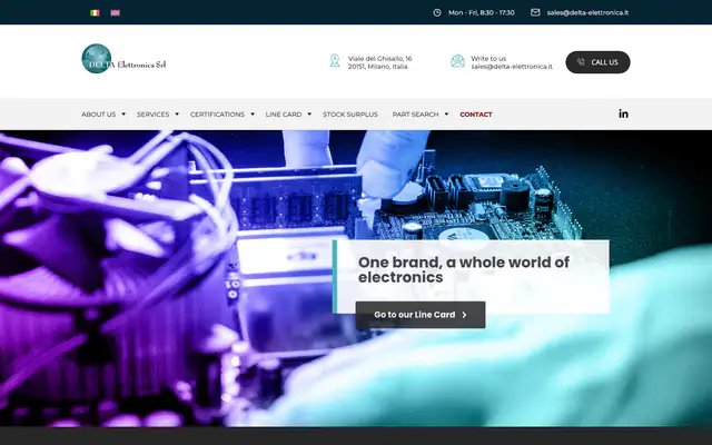 Delta Elettronica official homepage screenshot captured on 25 August 2026