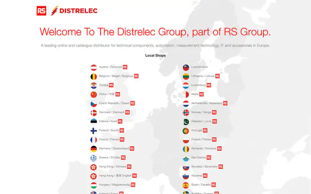 Distrelec official homepage screenshot captured on 25 August 2026