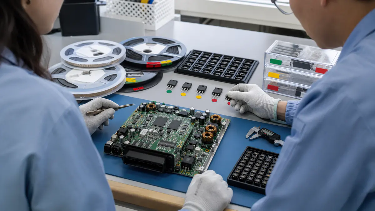 pcba manufacturing procurement review for bom shortage at an ESD-safe electronics workstation