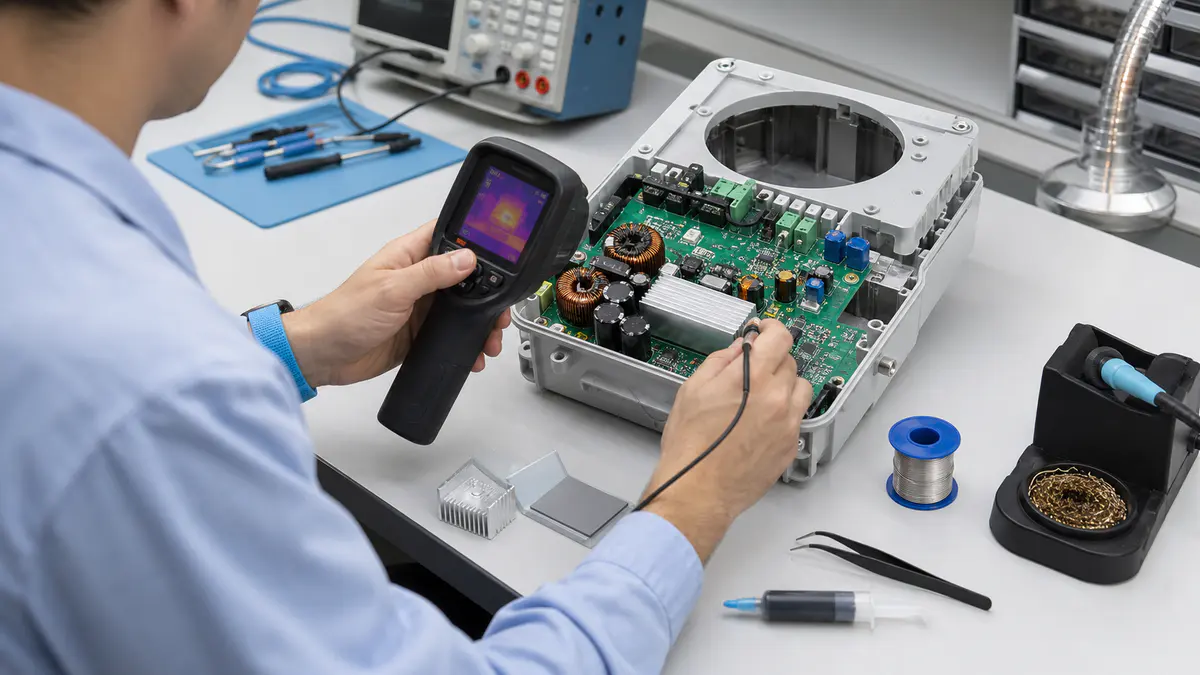 renewable energy procurement review for thermal management at an ESD-safe electronics workstation
