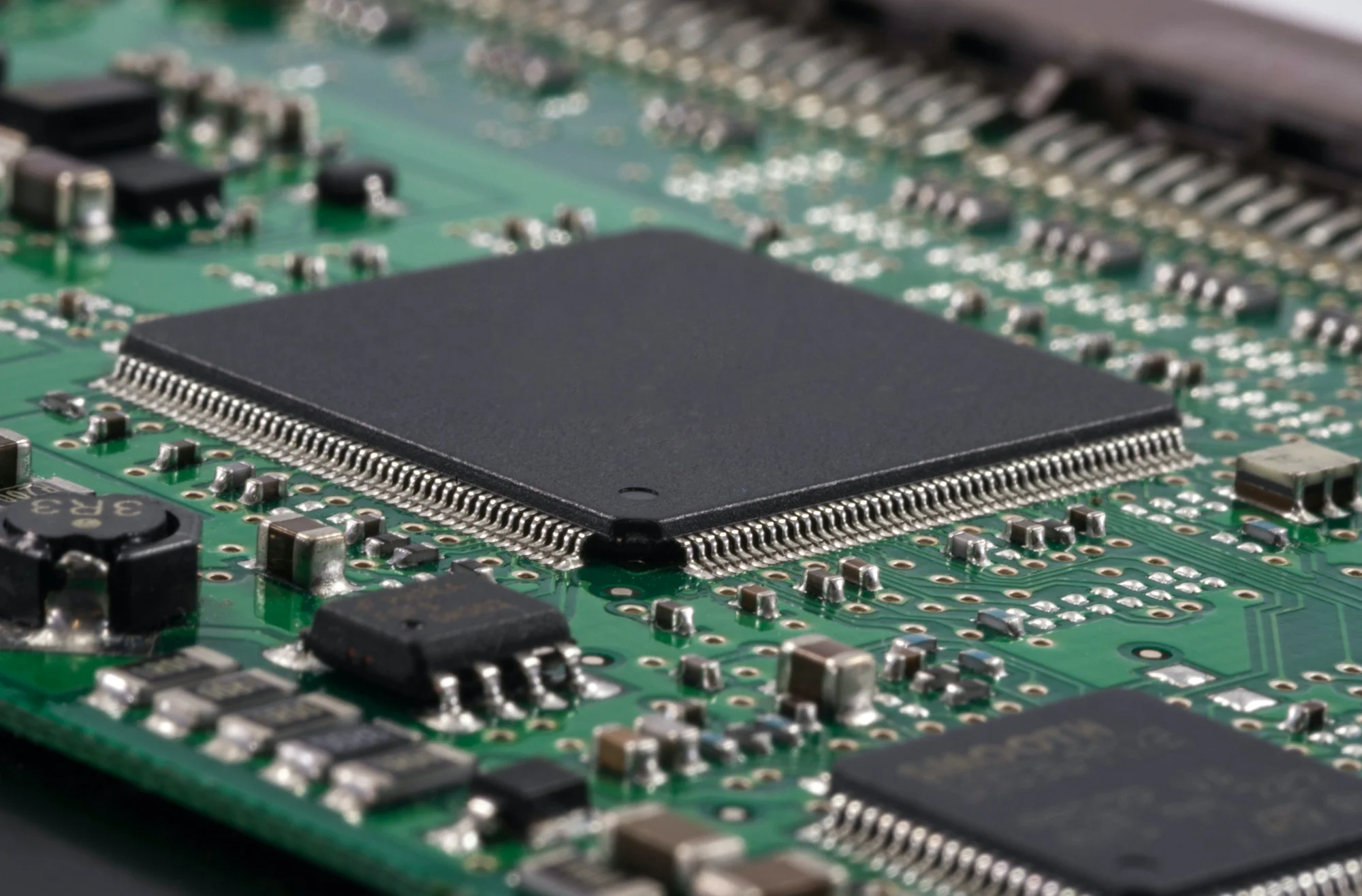 Green Electrical Circuit Board with microchips