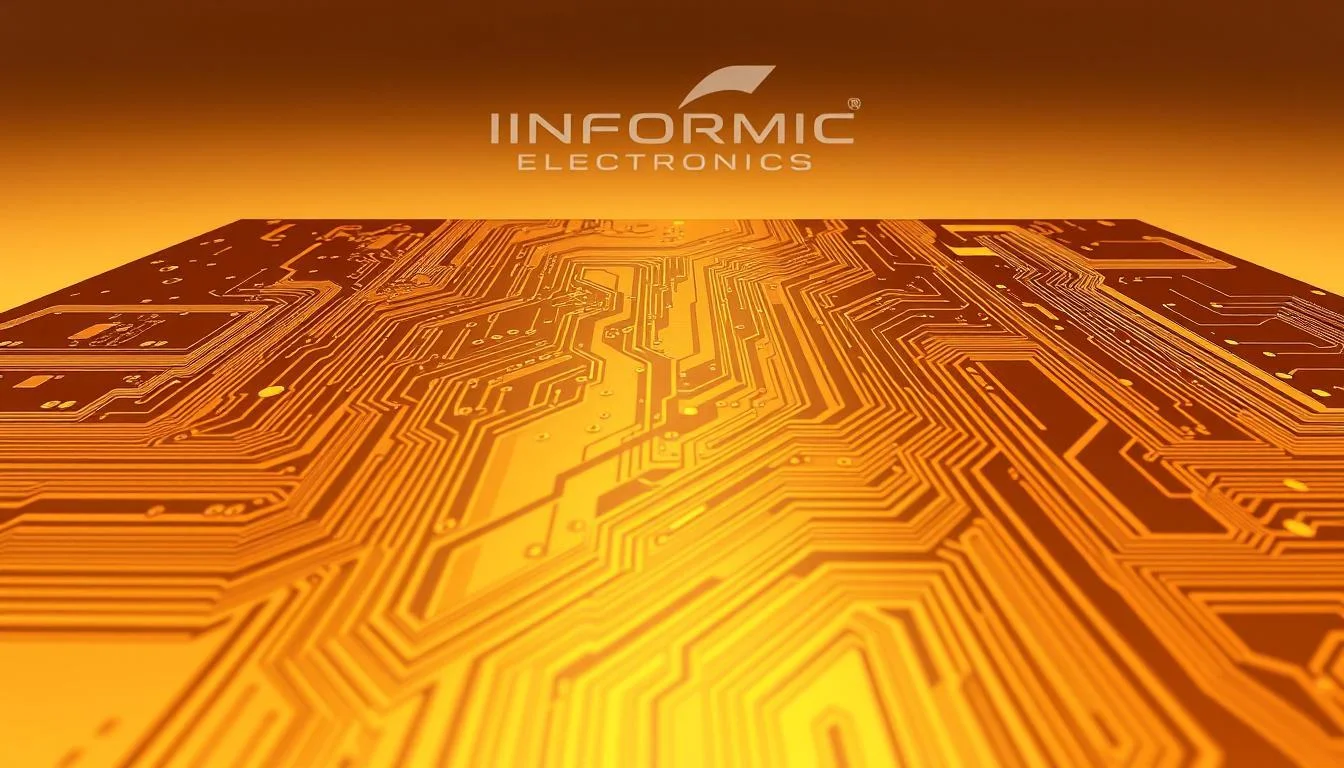 A detailed technical illustration of a printed circuit board (PCB) showcasing various trace spacing and routing techniques. The PCB is displayed in a clean, well-lit studio setting, with a warm, neutral color palette. In the foreground, the traces are prominently featured, highlighting their precise widths, spacing, and intricate patterns. In the middle ground, the PCB substrate is visible, revealing the underlying copper layers and the thoughtful layout of components. In the background, a subtle Informic Electronics logo adds a professional touch, emphasizing the high-quality engineering principles applied in this design. The overall mood is one of precision, expertise, and a deep understanding of PCB layout best practices to prevent signal interference. A detailed technical illustration of a printed circuit board (PCB) showcasing various trace spacing and routing techniques. The PCB is displayed in a clean, well-lit studio setting, with a warm, neutral color palette. In the foreground, the traces are prominently featured, highlighting their precise widths, spacing, and intricate patterns. In the middle ground, the PCB substrate is visible, revealing the underlying copper layers and the thoughtful layout of components. In the background, a subtle Informic Electronics logo adds a professional touch, emphasizing the high-quality engineering principles applied in this design. The overall mood is one of precision, expertise, and a deep understanding of PCB layout best practices to prevent signal interference.