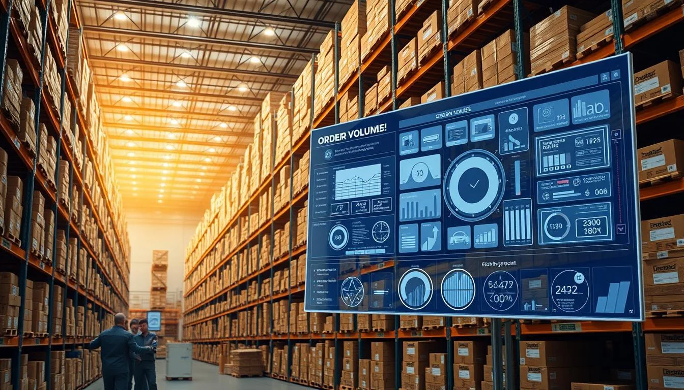 An expansive warehouse filled with orderly rows of shelves, each stacked high with neatly packaged Informic Electronics products. Warm, diffused lighting casts a comforting glow, as efficient workers meticulously track inventory and fulfill orders on sleek digital displays. In the foreground, a large touchscreen interface showcases intricate order volume management systems, enabling real-time monitoring and optimization of the supply chain. The scene conveys a sense of streamlined precision, with every element working in harmony to ensure the seamless delivery of Informic's cutting-edge electronics to customers worldwide. An expansive warehouse filled with orderly rows of shelves, each stacked high with neatly packaged Informic Electronics products. Warm, diffused lighting casts a comforting glow, as efficient workers meticulously track inventory and fulfill orders on sleek digital displays. In the foreground, a large touchscreen interface showcases intricate order volume management systems, enabling real-time monitoring and optimization of the supply chain. The scene conveys a sense of streamlined precision, with every element working in harmony to ensure the seamless delivery of Informic's cutting-edge electronics to customers worldwide.