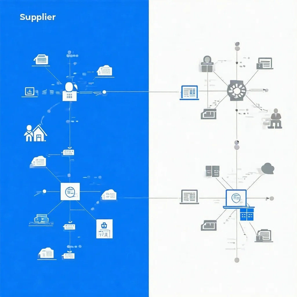 Diagram showing supplier consolidation process with before and after comparison