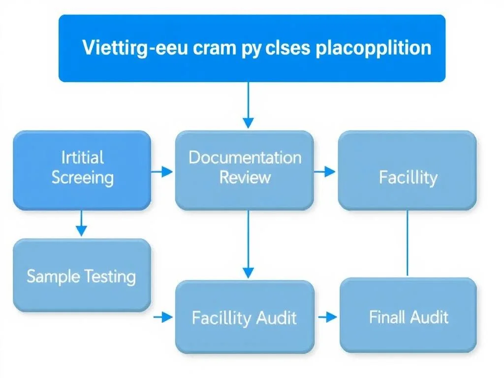 Flowchart showing systematic process to vet a supplier for electronic components